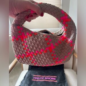 NWT Haute Shore Woven Beige and Pink + Orange Neon Women's Bag